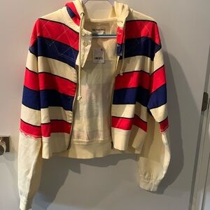 Free People: Light, crop zipper hoodie.